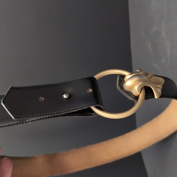 Beechers Brook black Leather Women's Belt with Gold Toned Metal Buckle . - Picture 10 of 11